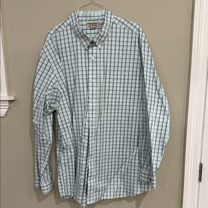 Duluth Trading Co Men's Plaid Shirt - Green and White